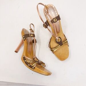 Bcbg y2k wooden Fairy Strappy Heels size 7.5